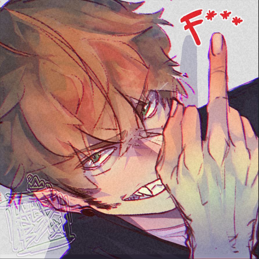 Painting practice of Dice flipping the bird