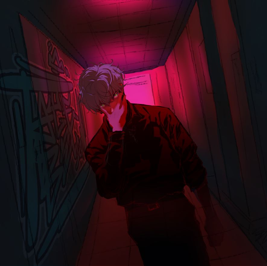 Just Dice in a filthy red hallway