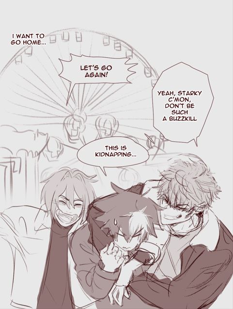 Dice and Yoo Ken drag Stark to the amusement park