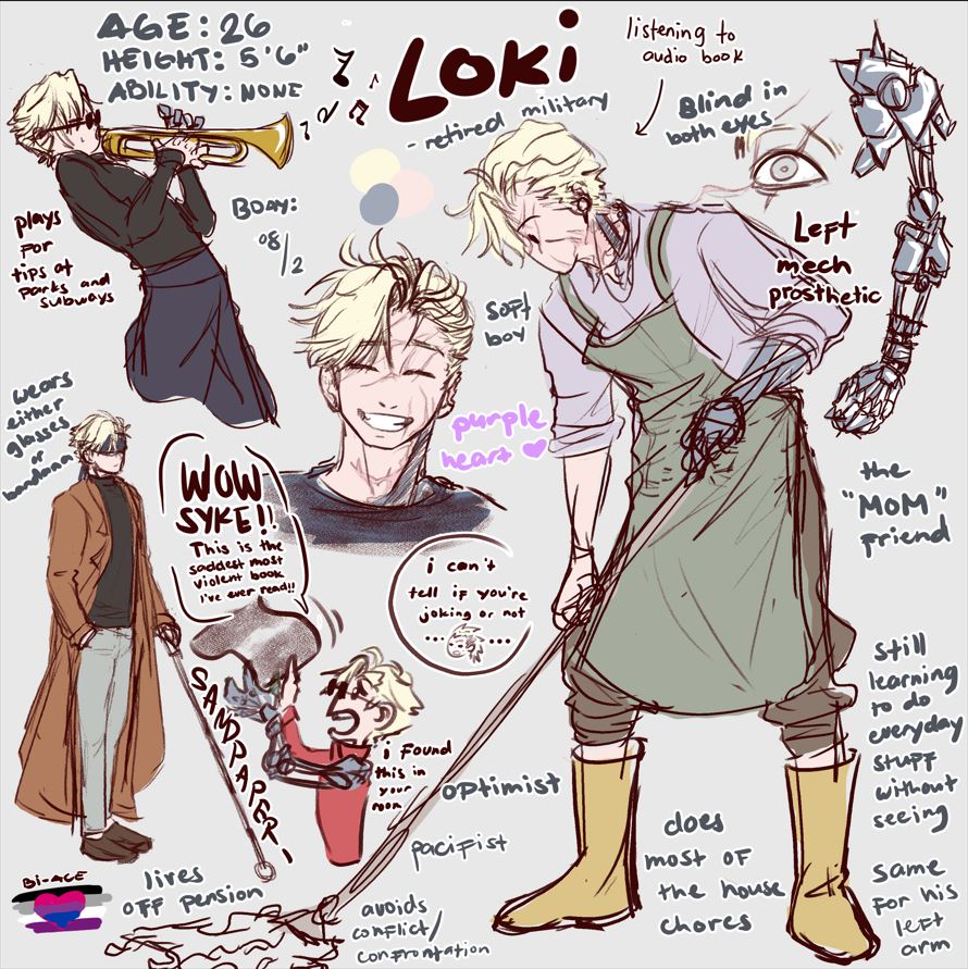 Reference Sheet: Loki got booted off the army after sustaining too many injuries