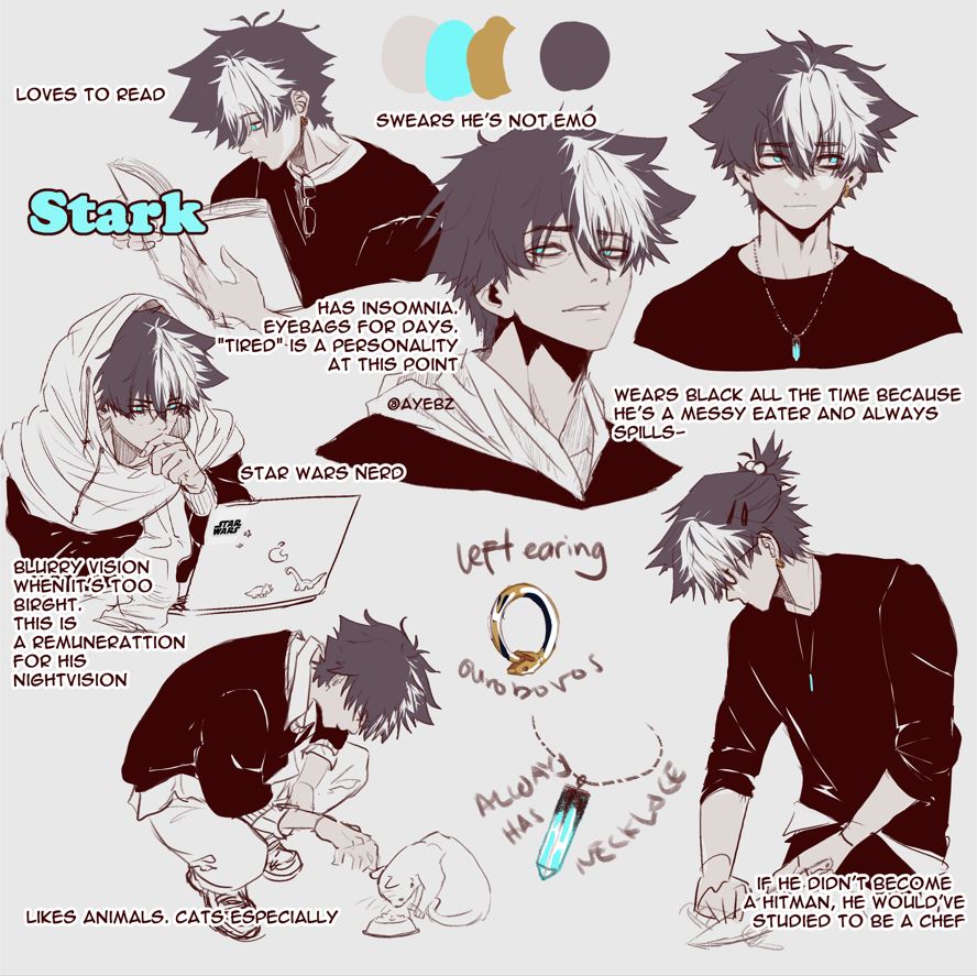Reference Sheet: Stark the quiet sarcastic emo boy